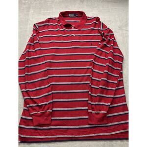 Polo Ralph Lauren Shirt Mens Extra Large Red Striped Long Sleeve Rugby Classic